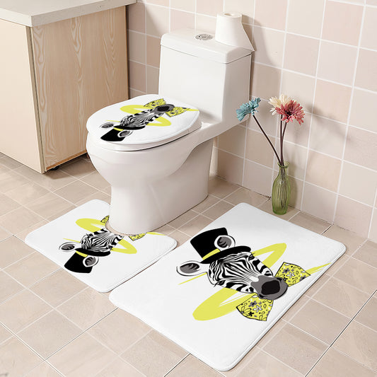 Yellow Fancy Bowknot Gentle Zebra Shower Curtain | Zebra Bathroom Curtain
