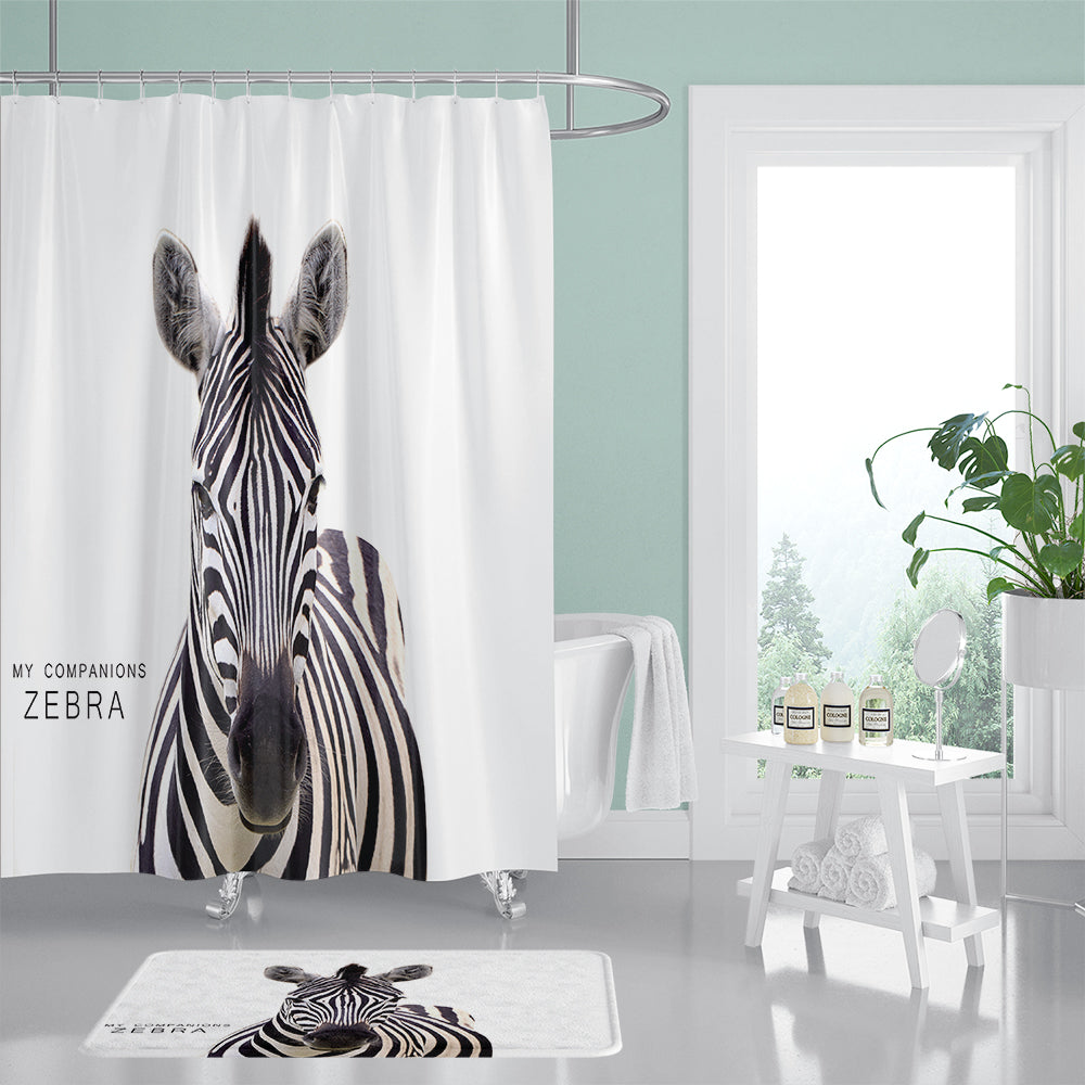 My Companions Zebra Shower Curtain | Zebra Bathroom Curtain