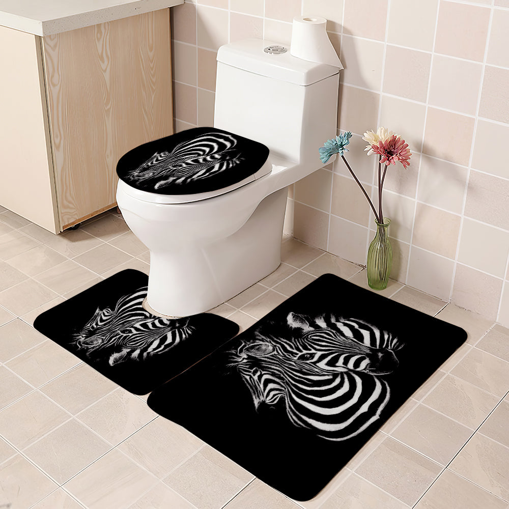 Mono Two Zebras Print Shower Curtain | Zebra Bathroom Curtain