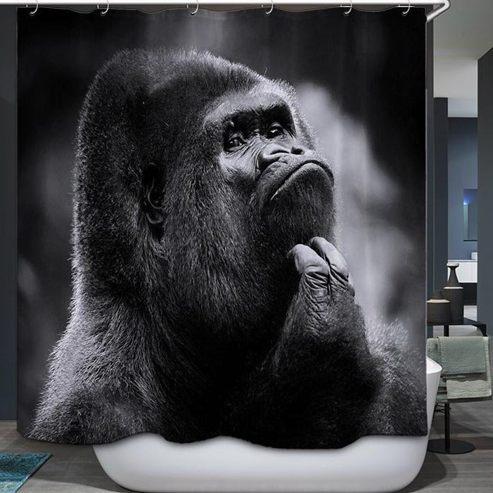 White Black African Gorilla Shower Curtain