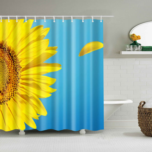 A Bright Single Yellow Sunflower Shower Curtain