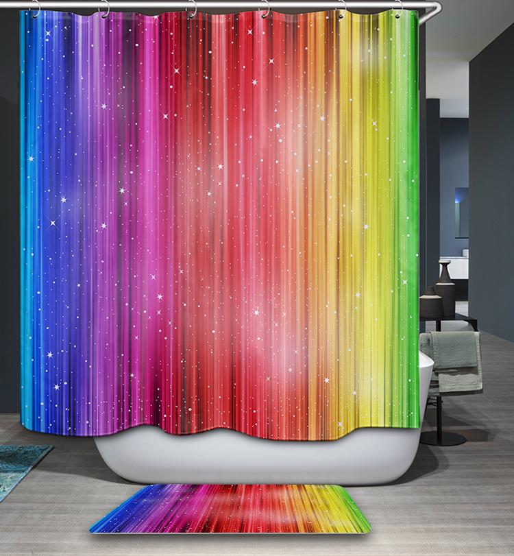 Colorful Glitter Flow Rainbow Glitter Shower Curtain