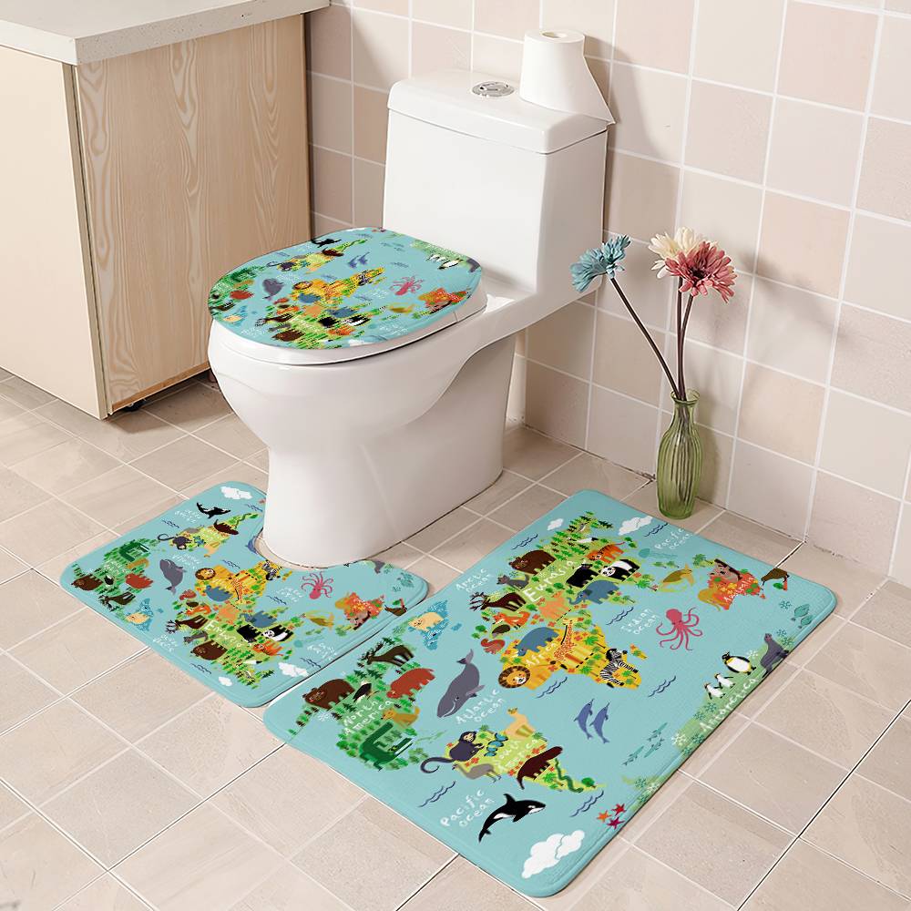 National Animals World Map Shower Curtain