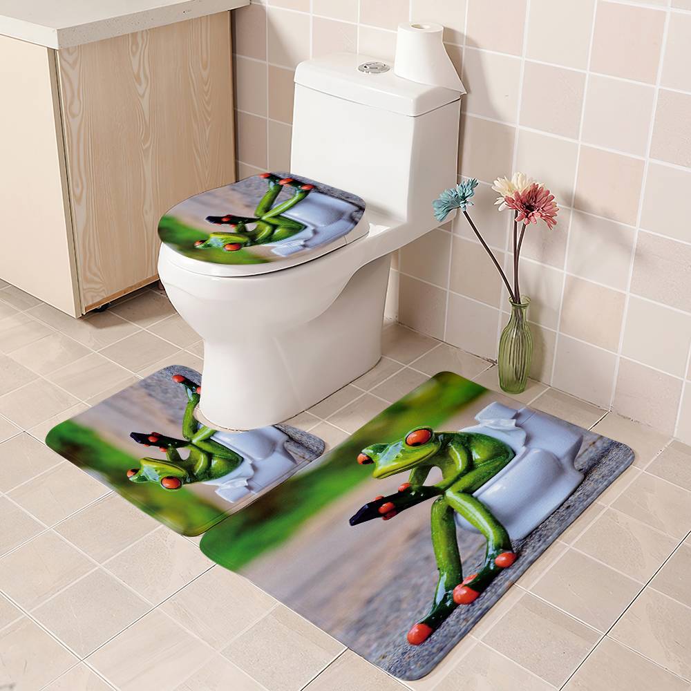 Frog on Toilet Shower Curtain | Funny Frog Shower Curtain