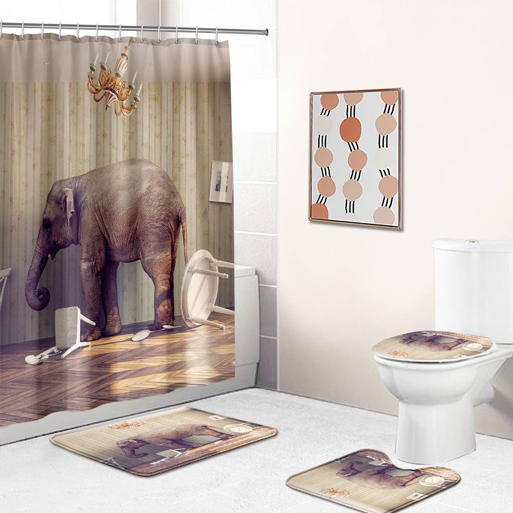 Funny Elephant in The Room Shower Curtain