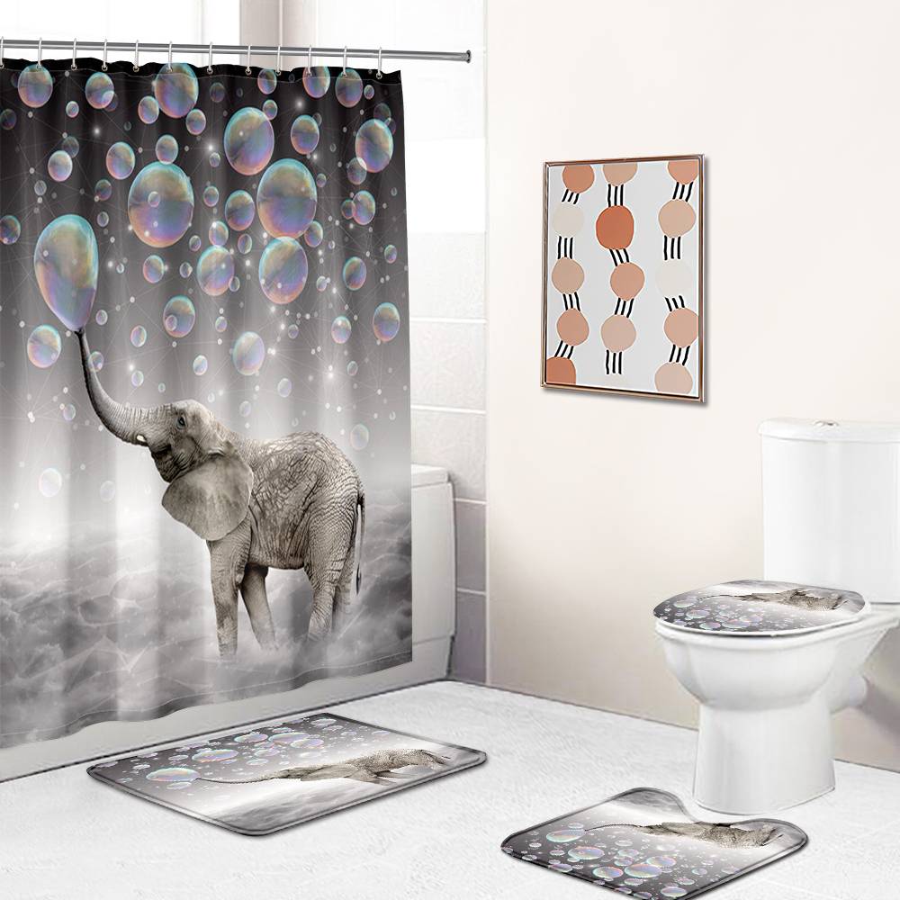 elephant blowing bubbles shower curtain