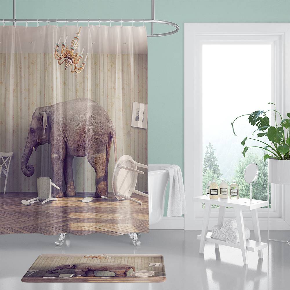 Funny Elephant in The Room Shower Curtain