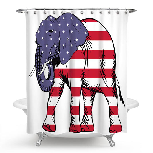 American Flag Elephant Shower Curtain