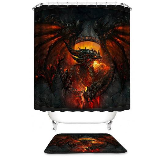 Fantasy Angry Magma Dragon Shower Curtain