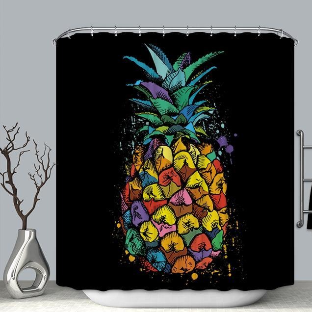 Colorfull Hand Painting Fruit Pineapple Shower Curtain