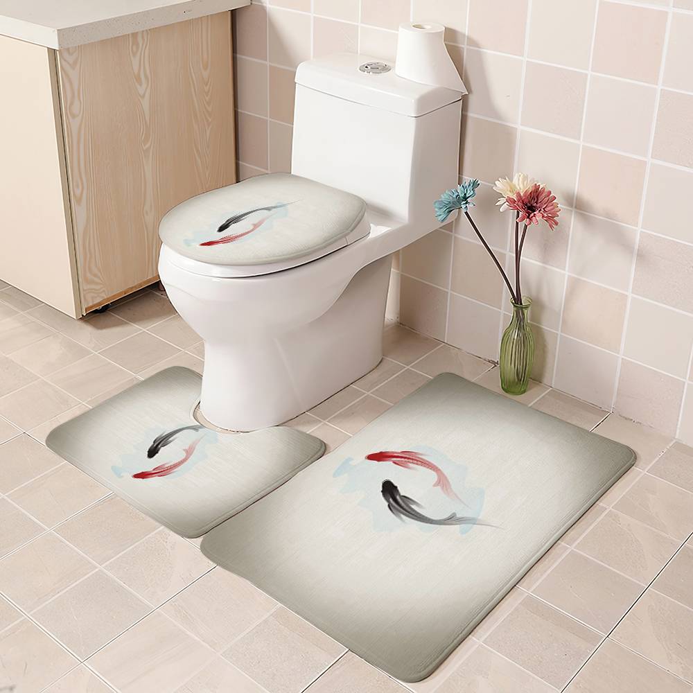 Black and Red Koi Fish Shower Curtain | Koi Fish Bathroom Curtain