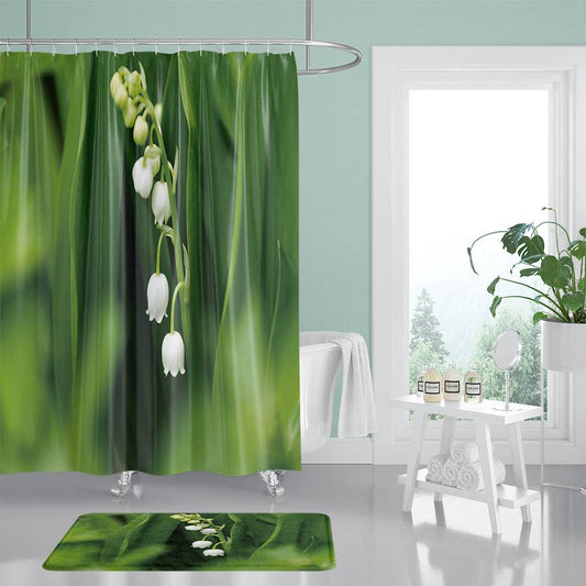 Greenery Lily of The Valley Shower Curtain | Lily of The Valley Bathroom Curtain