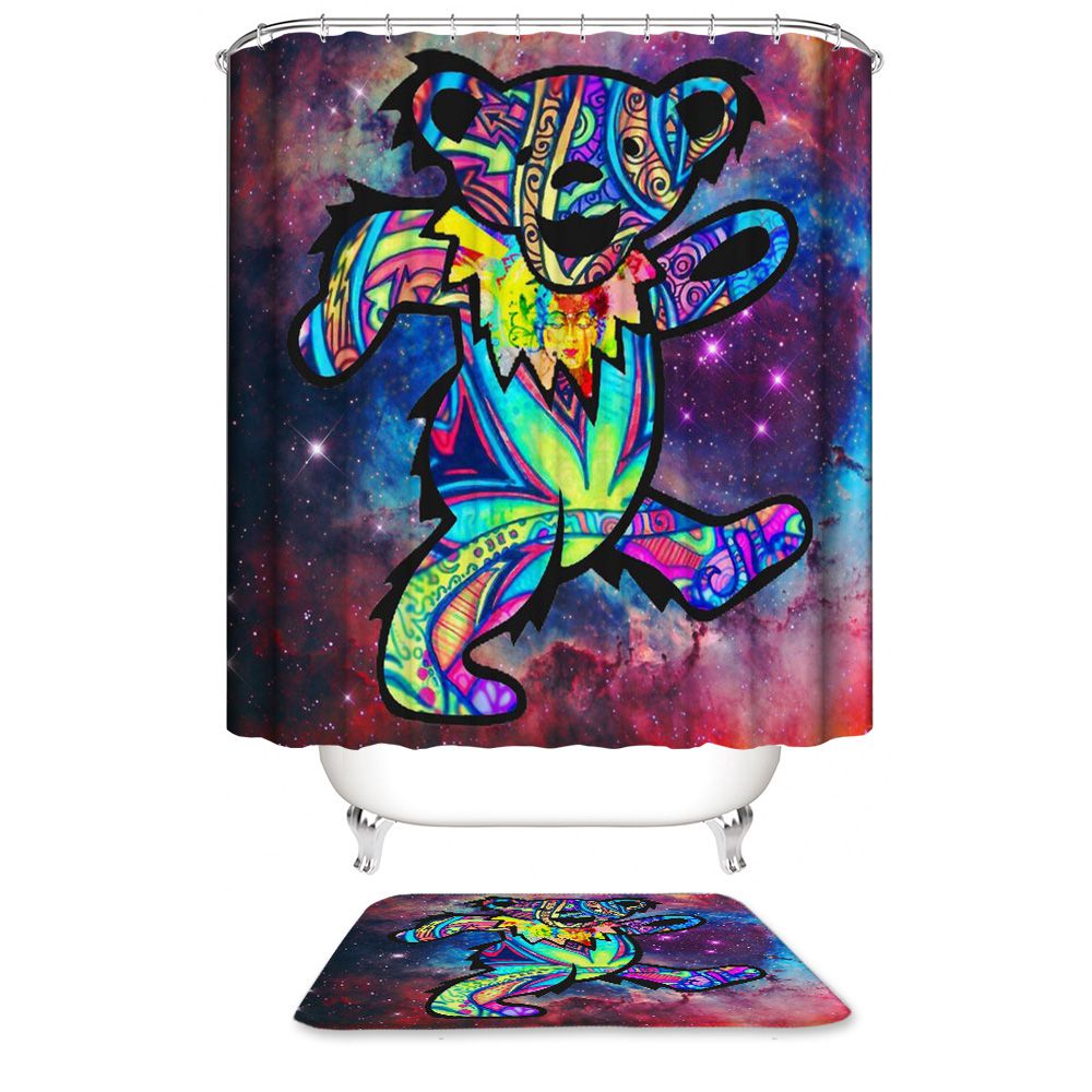 trippy psychedelic grateful dead bears shower curtain