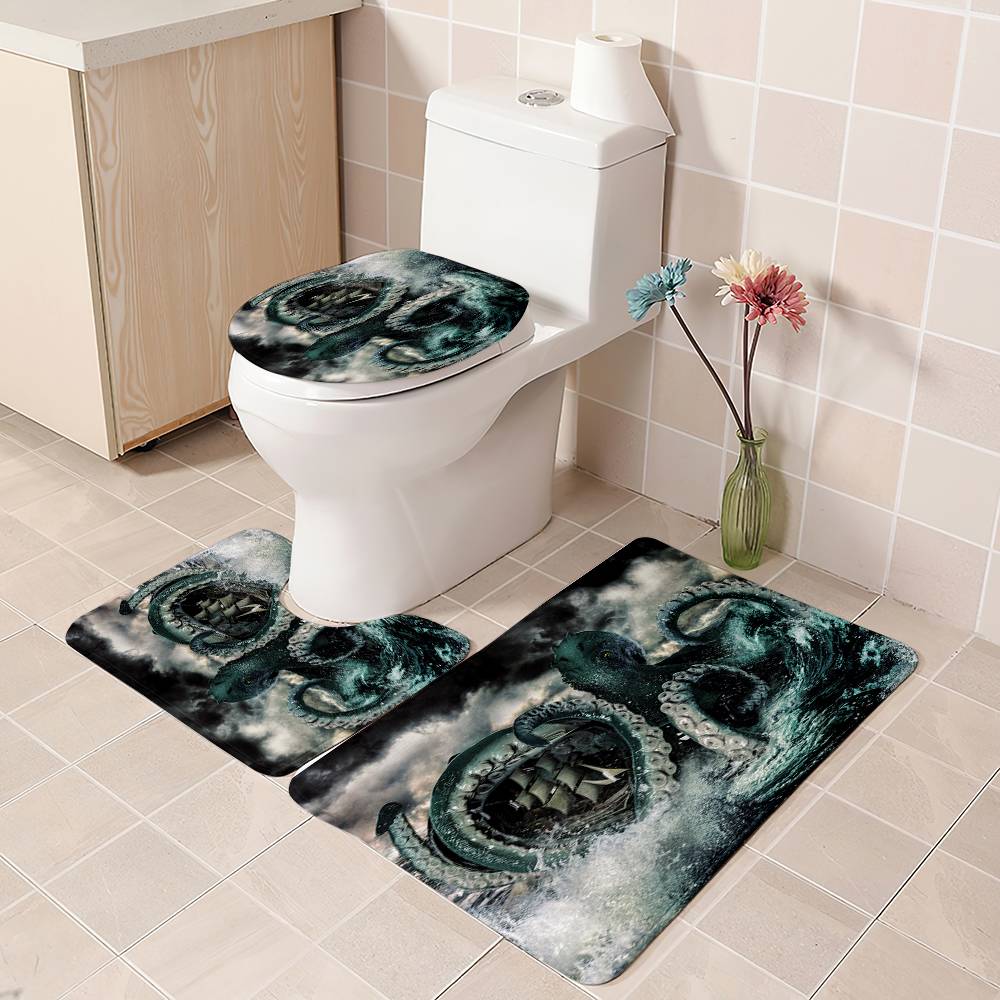 Kraken Attacking Ship Colossal Octopus and Ship Shower Curtain | Kraken Attacking Ship Shower Curtain