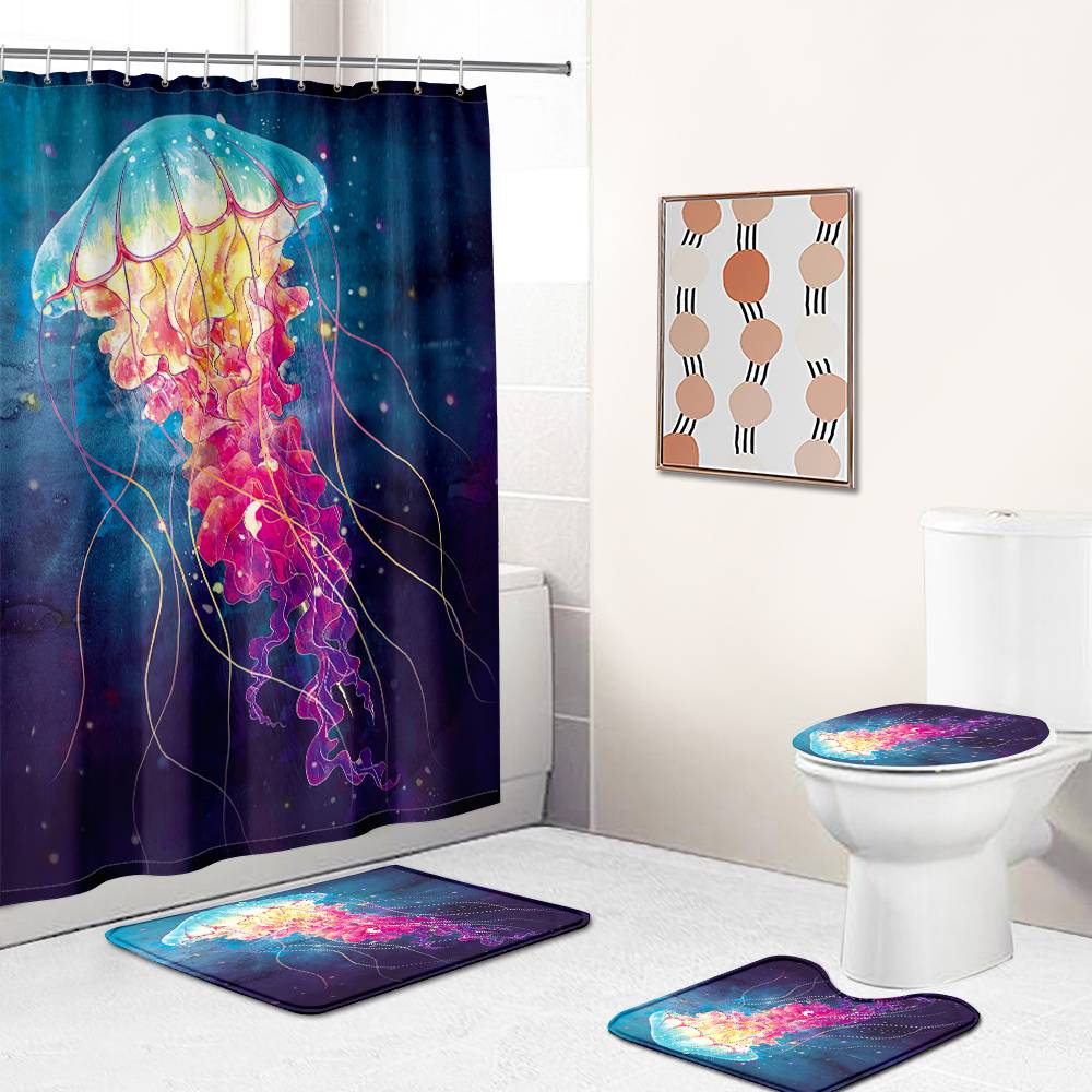Colorful Jellyfish Shower Curtain | Jellyfish Bathroom Curtain
