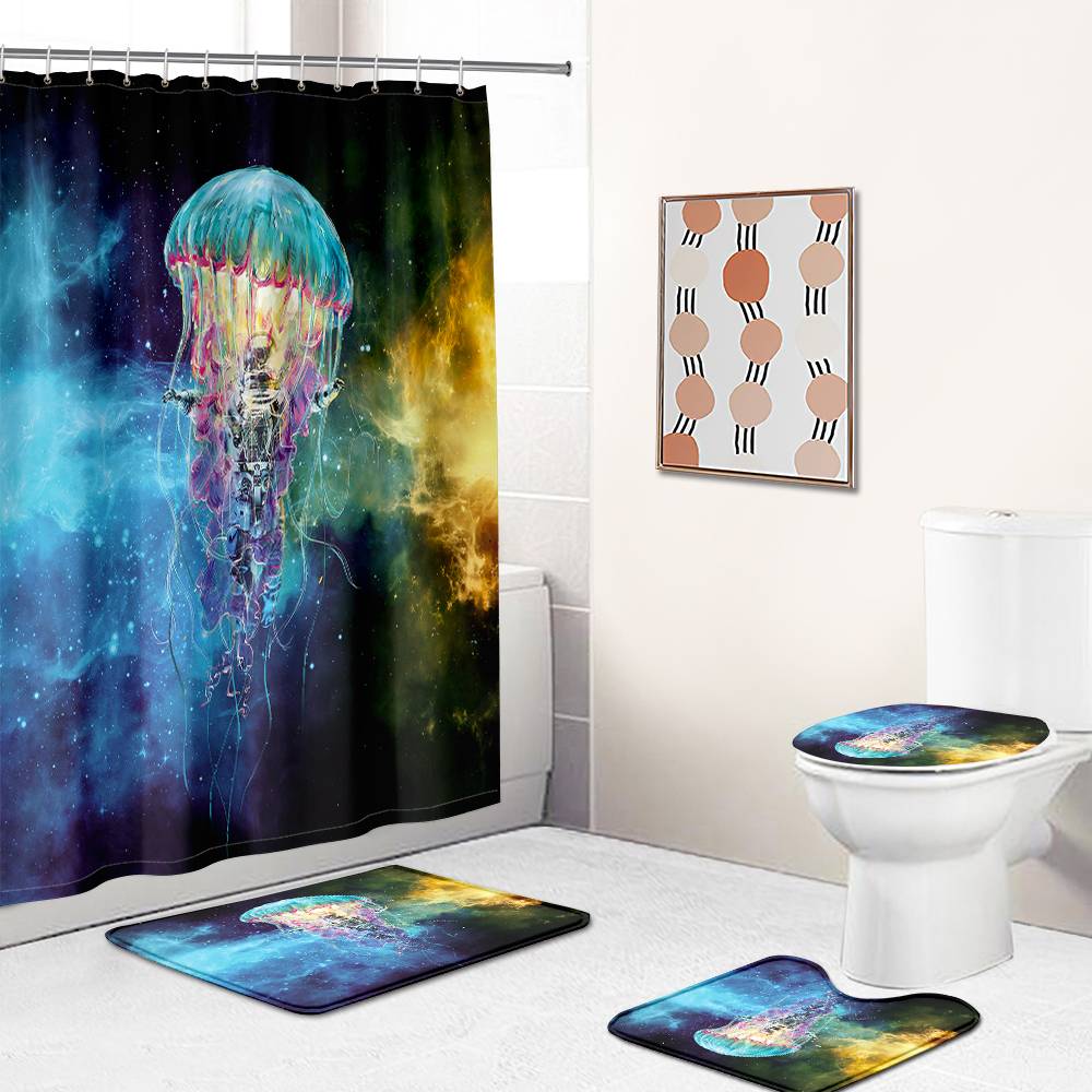 Cosmos Astronaut Jellyfish Shower Curtain | Astronaut Jellyfish Shower Curtain