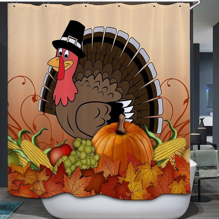 Festival Thanksgiving Good Harvest Turkey Shower Curtain