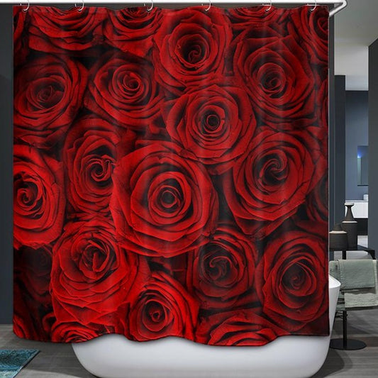 Romantic Valentine Dense Red Roses Shower Curtain