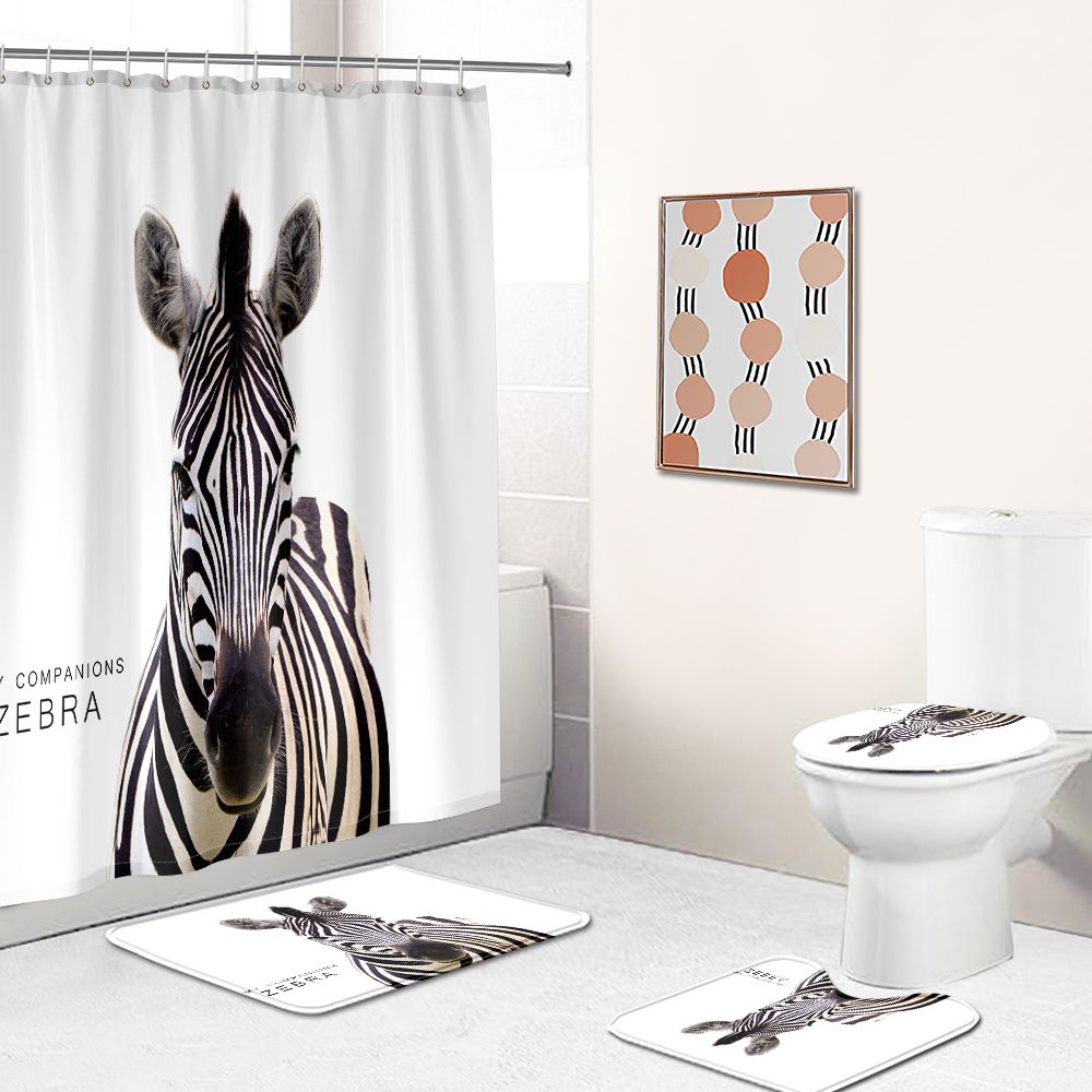 My Companions Zebra Shower Curtain | Zebra Bathroom Curtain