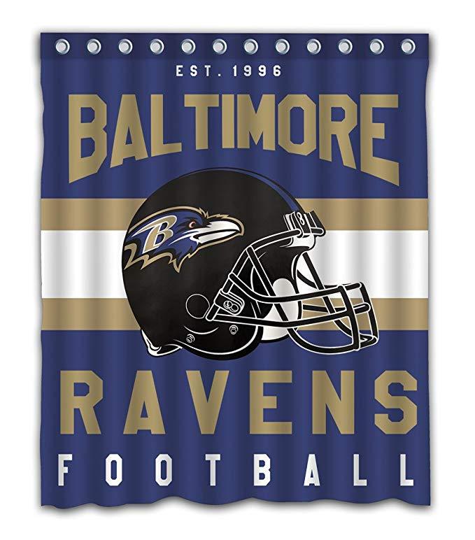 Football Team Helmet Flag Maryland Baltimore Ravens Shower Curtain