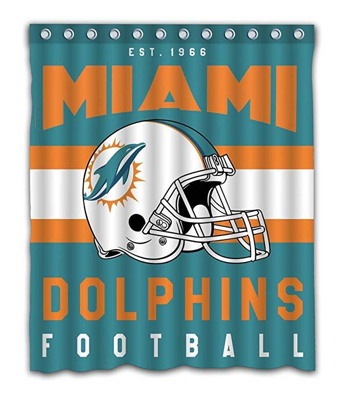 Football Team Helmet Flag Florida Miami Dolphins Shower Curtain