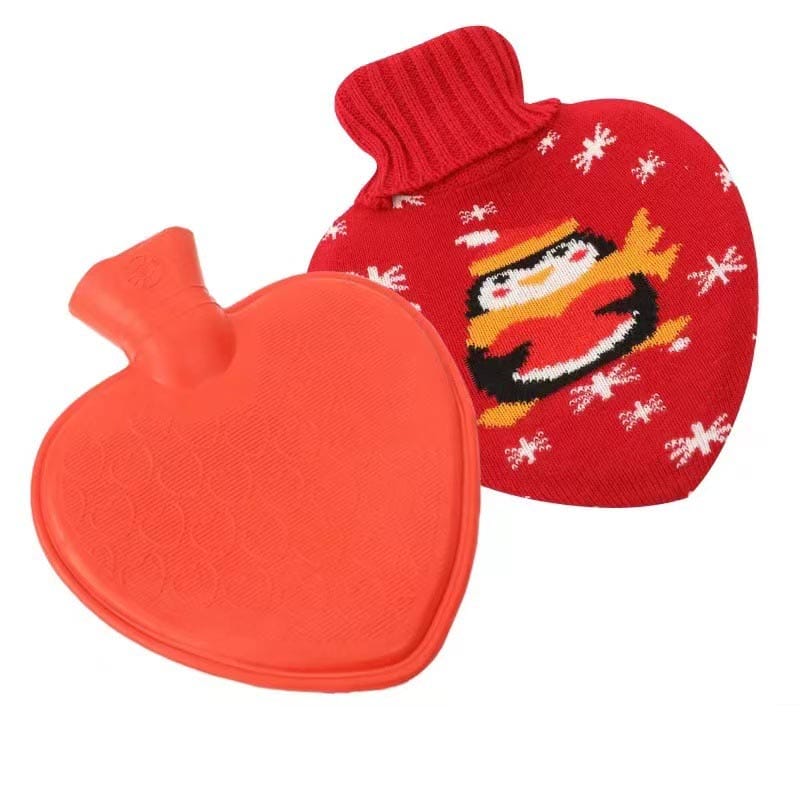 Heart Shaped Hot Water Bottle with Knitted Cover | Heart Hot Water Bottle