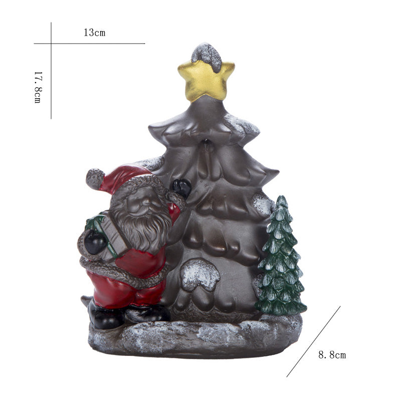 Christmas Tree Santa Smoke Backflow Cone Incense Burner