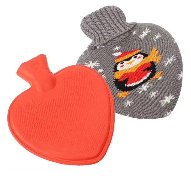 Heart Shaped Hot Water Bottle with Knitted Cover | Heart Hot Water Bottle