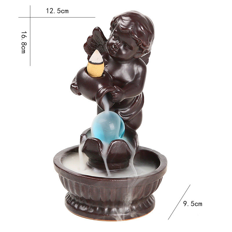 Glaze Ceramic Pouring Angel Backflow Incense Burner