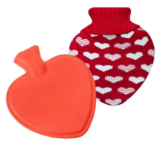 Heart Shaped Hot Water Bottle with Knitted Cover | Heart Hot Water Bottle