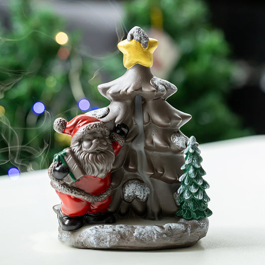 Christmas Tree Santa Smoke Backflow Cone Incense Burner