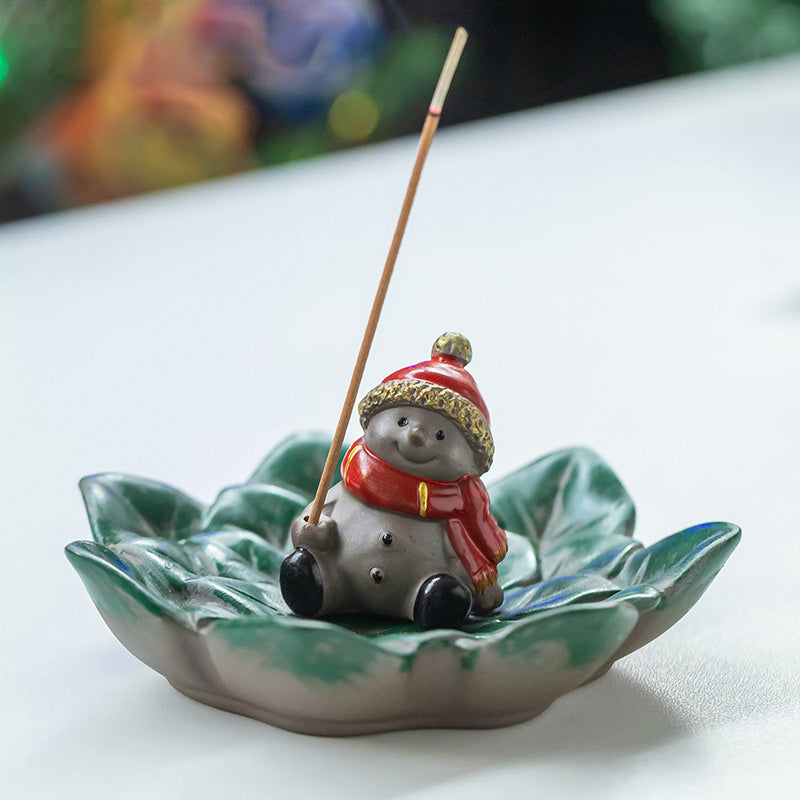 Christmas Incense Stick Holder Leaf Shaped Ash Catcher