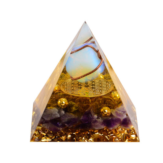 Copper Wire Wrapped Cyrstal Cube Orgone Pyramid