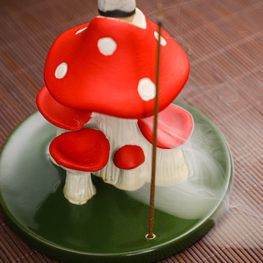 Mushroom Incense Cone Burner with Incense Stick Hole | Mushroom Backflow Incense Burner