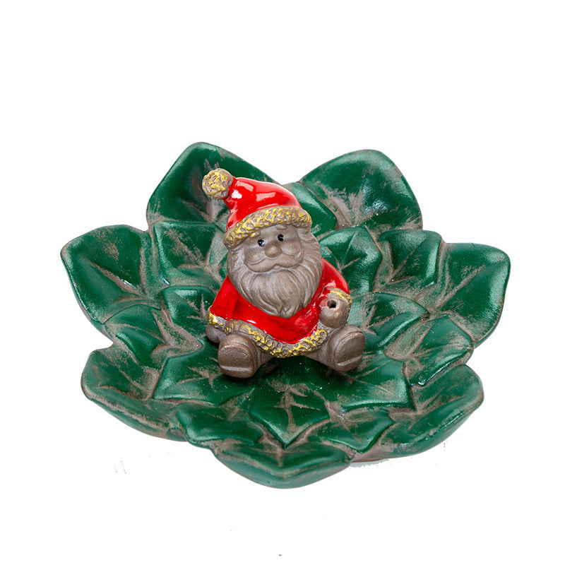 Christmas Incense Stick Holder Leaf Shaped Ash Catcher