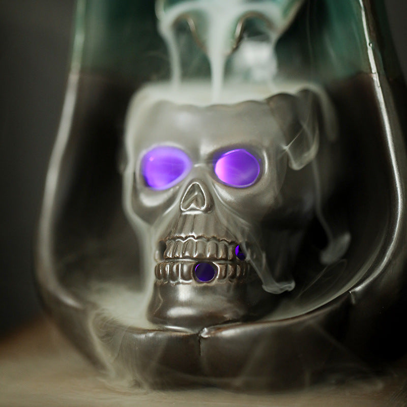 Pumpkin Skull Backflow Incense Burner with Led for Halloween | Halloween Skull Backflow Incense Burner
