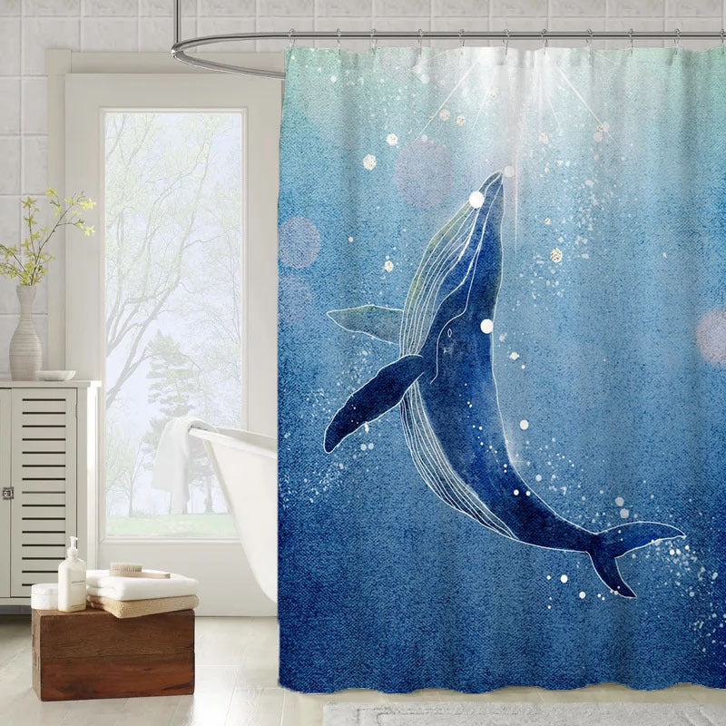 Sea Animal Whale Shower Curtain | Whale Bathroom Curtain
