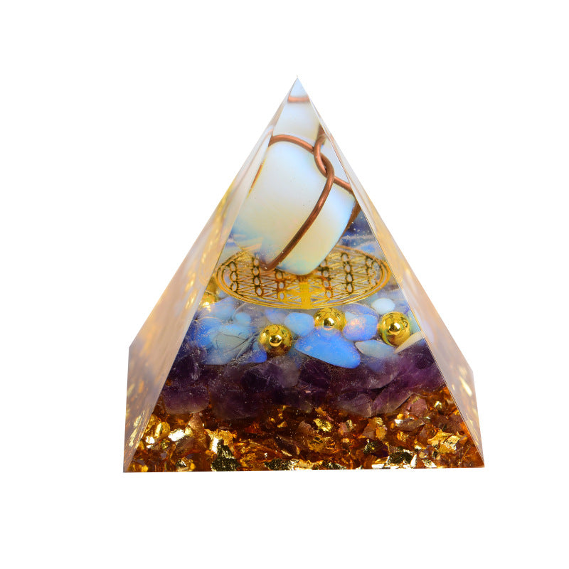 Copper Wire Wrapped Cyrstal Cube Orgone Pyramid