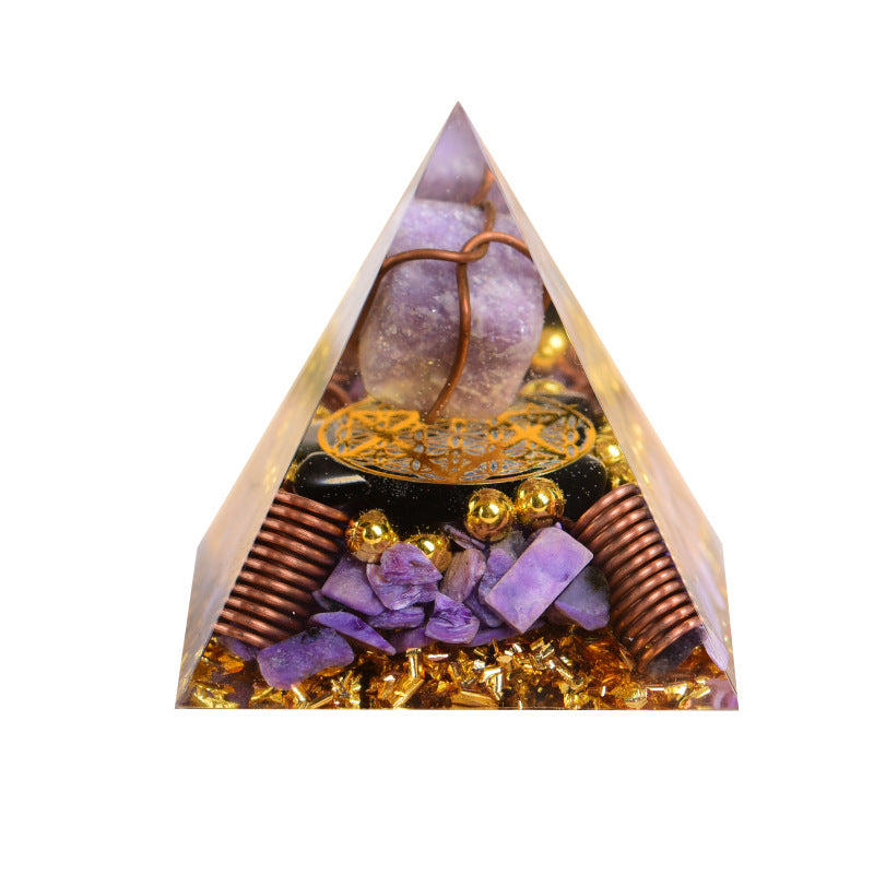 Copper Wire Wrapped Cyrstal Cube Orgone Pyramid