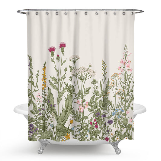 Floral Wildflower Shower Curtain | Wild Flower Bathroom Curtain