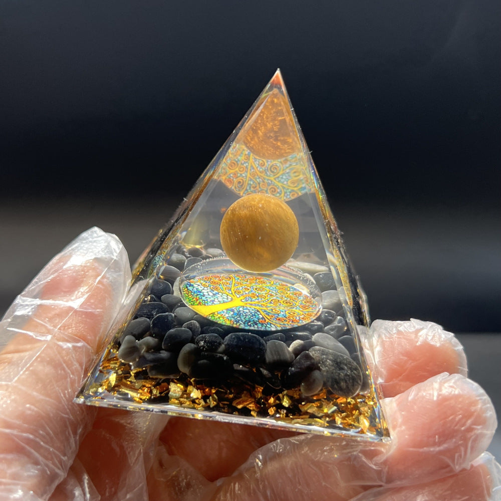 Tiger Eye Ball Tree of Life Orgone Pyramid