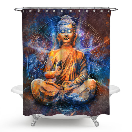 Religious Holy Buddha Shower Curtain | Meditation Buddha Bathroom Curtain