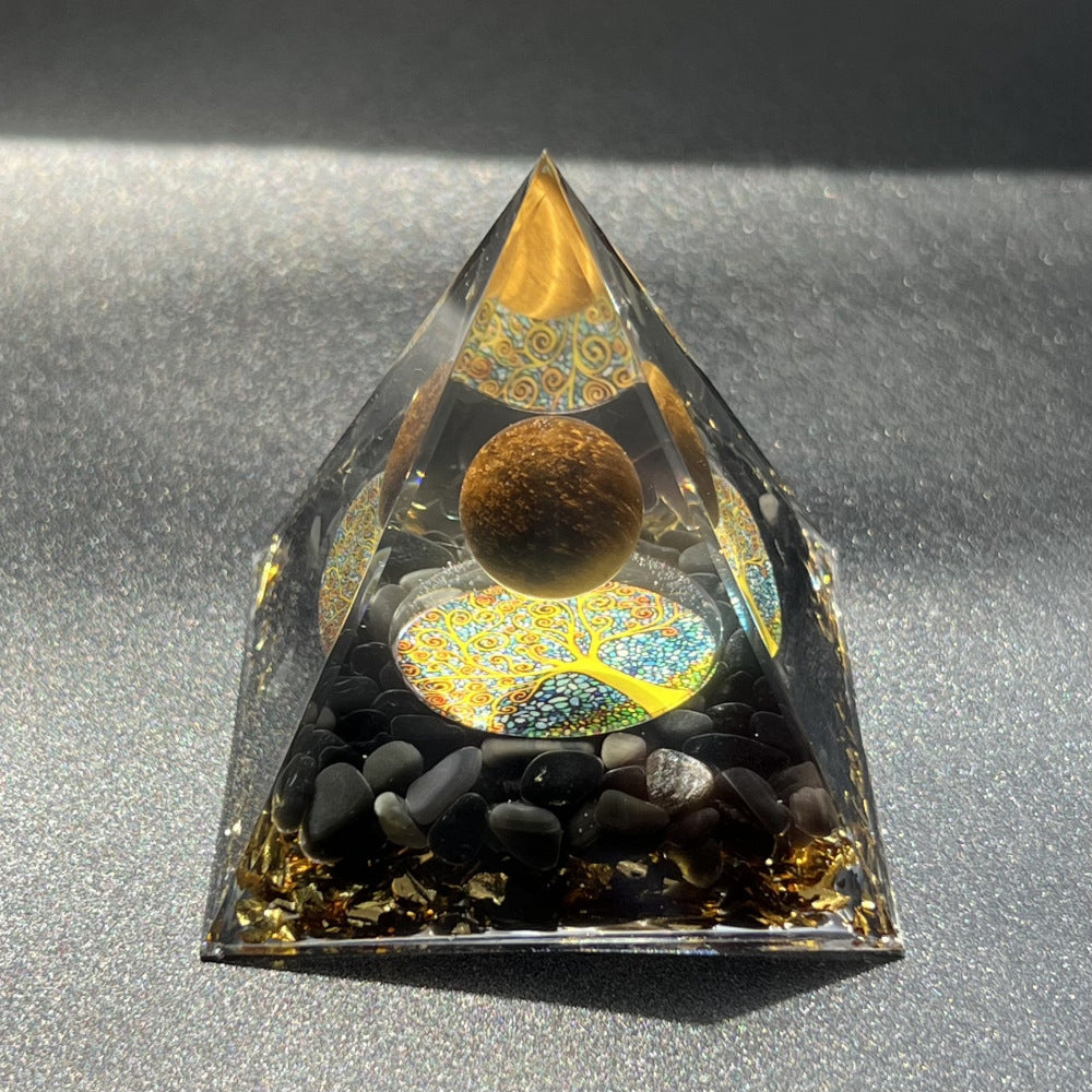 Tiger Eye Ball Tree of Life Orgone Pyramid