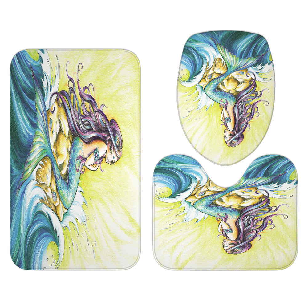 Waves Mermaid Shower Curtain | Mermaid Bathroom Curtain
