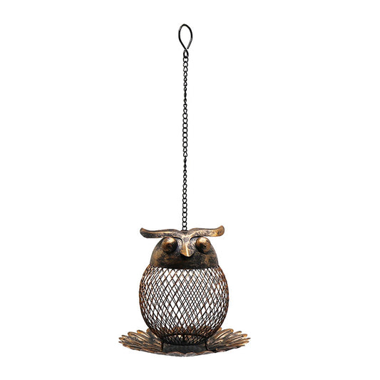 Metal Hanging Owl Shaped Bird Feeder | Hanging Owl Bird Feeder