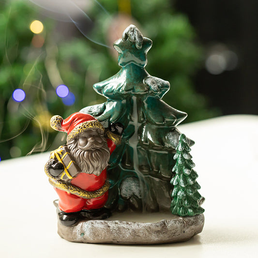 Christmas Tree Santa Smoke Backflow Cone Incense Burner