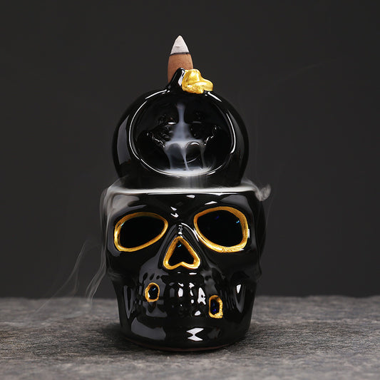 Halloween Pumpkin and Skull Backflow Incense Burner with Led | Pumpkin and Skull Backflow Incense Burner