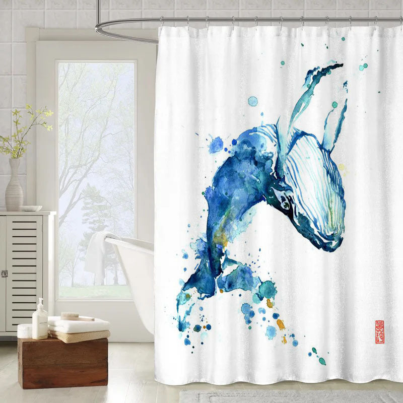 Sea Animal Whale Shower Curtain | Whale Bathroom Curtain