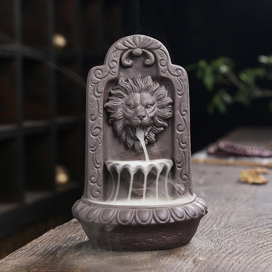 Embossed Lion Incense Burner Smoke Backflow Burner