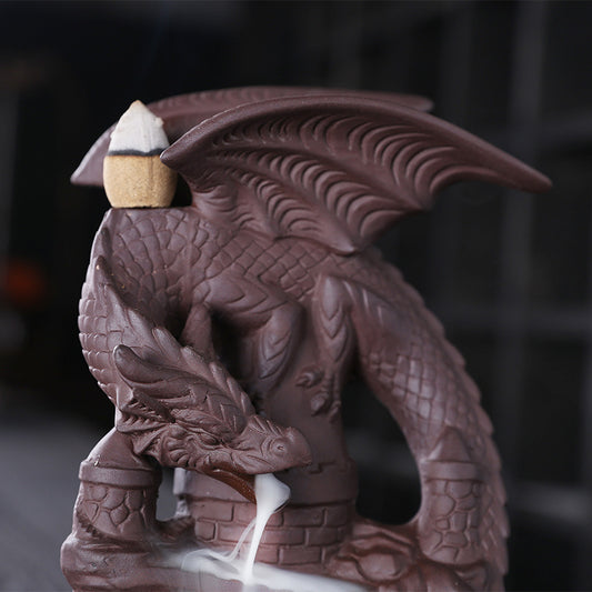 Castle Dragon Incense Waterfall Burner with Incense Stick Hole
